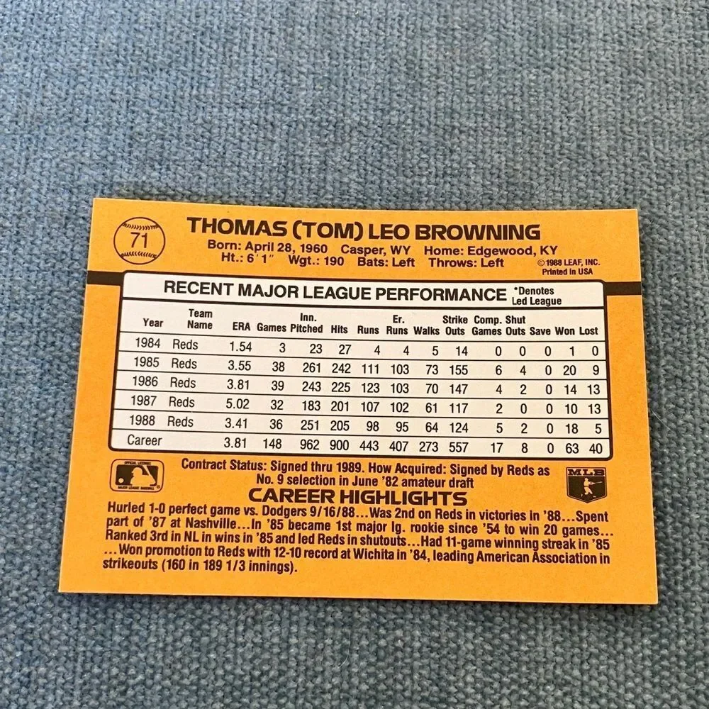 1989 Donruss Cincinnati Reds Baseball Card Trading Card